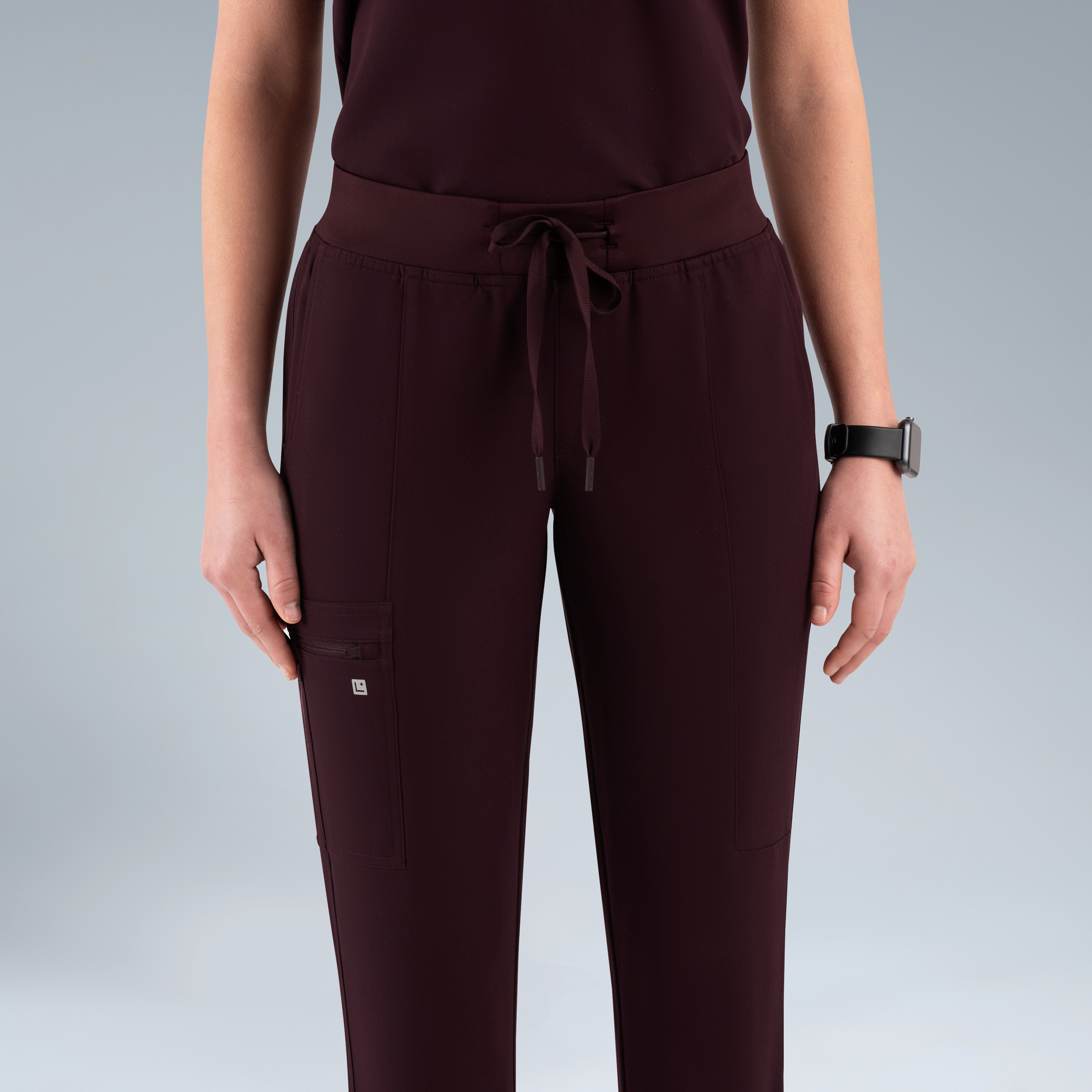 Selena Womens Jogger Scrub Pants Plum Noir