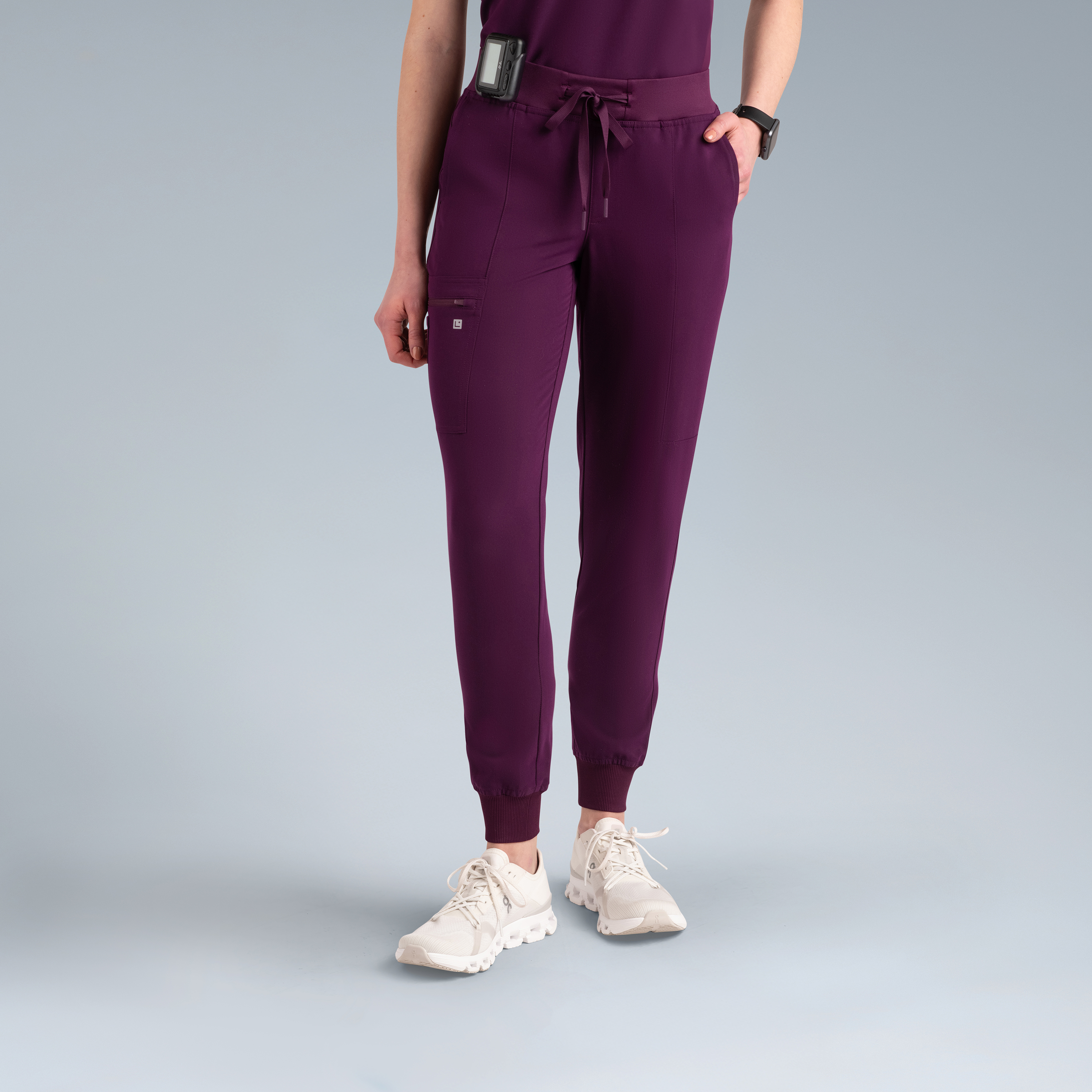 Selena Womens Jogger Scrub Pants Purple Wine