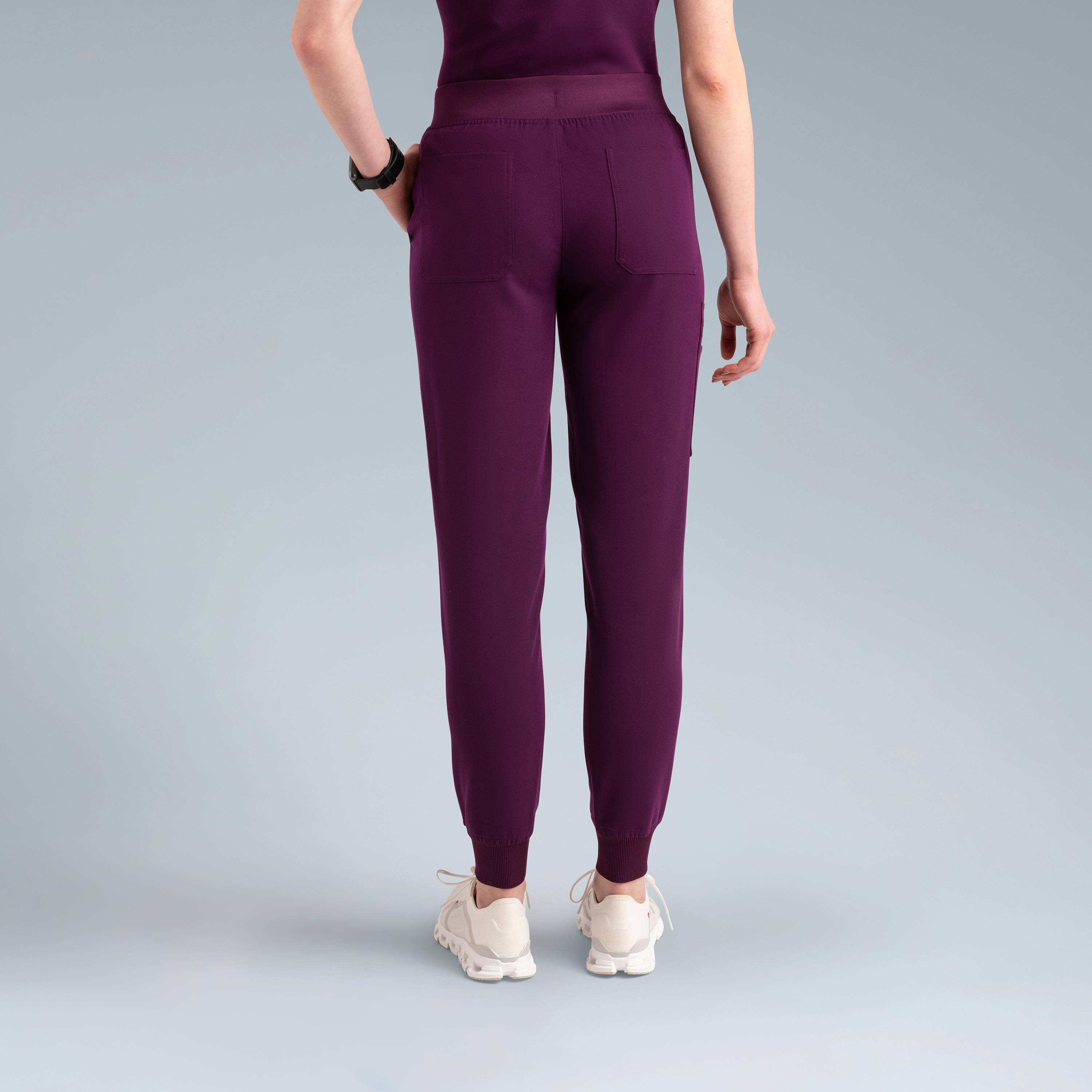 Selena Womens Jogger Scrub Pants Purple Wine